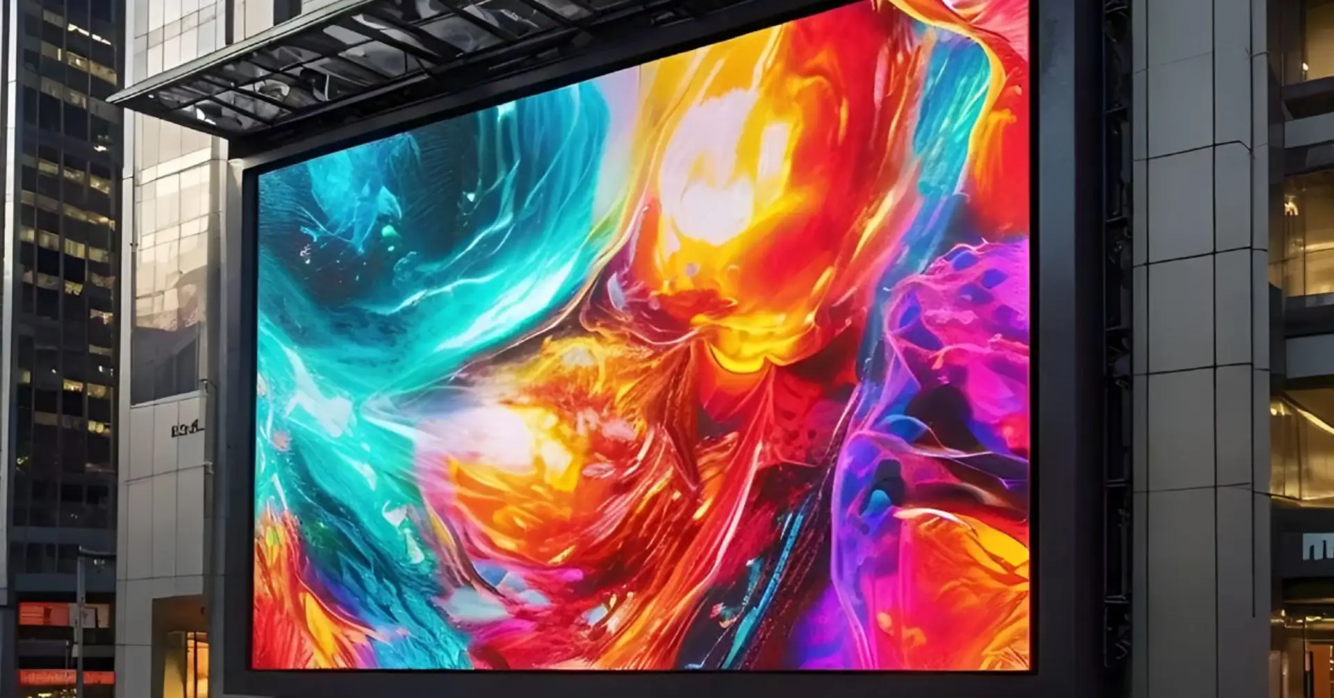 Digital Signage Display mounted and installed on a commercial building