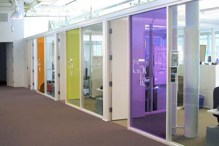 branded frosted glass installation