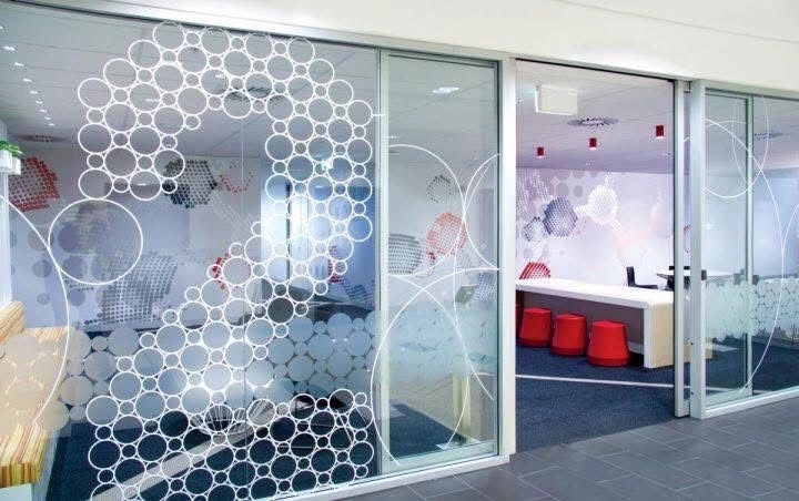 frosted glass film between offices