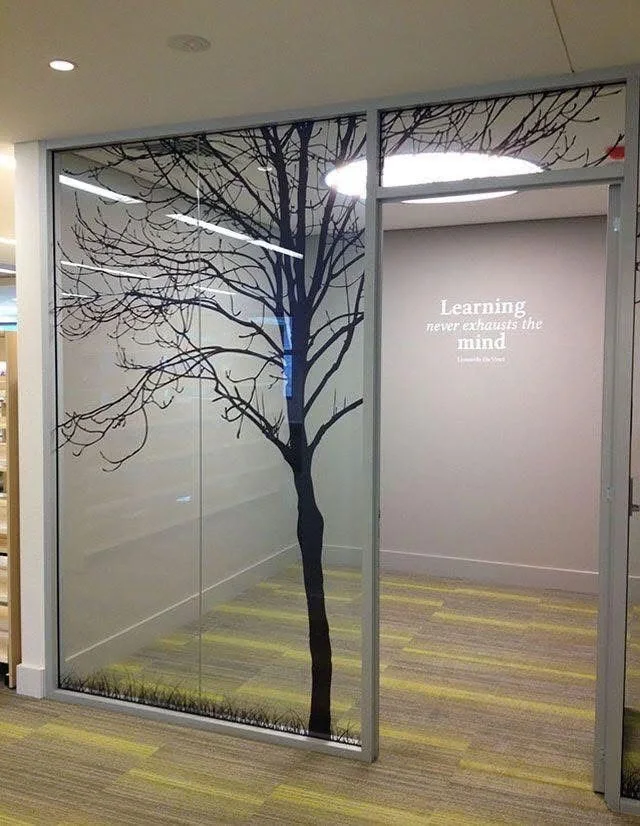 frosted glass film of a tree by sign boards maker