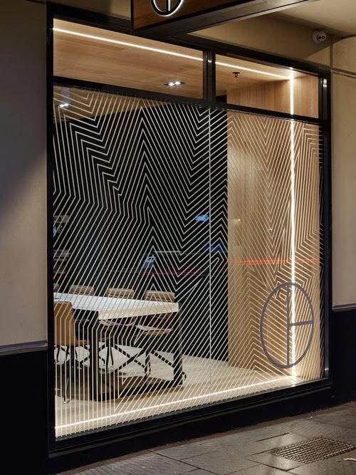 frosted glass installed at a corner side office