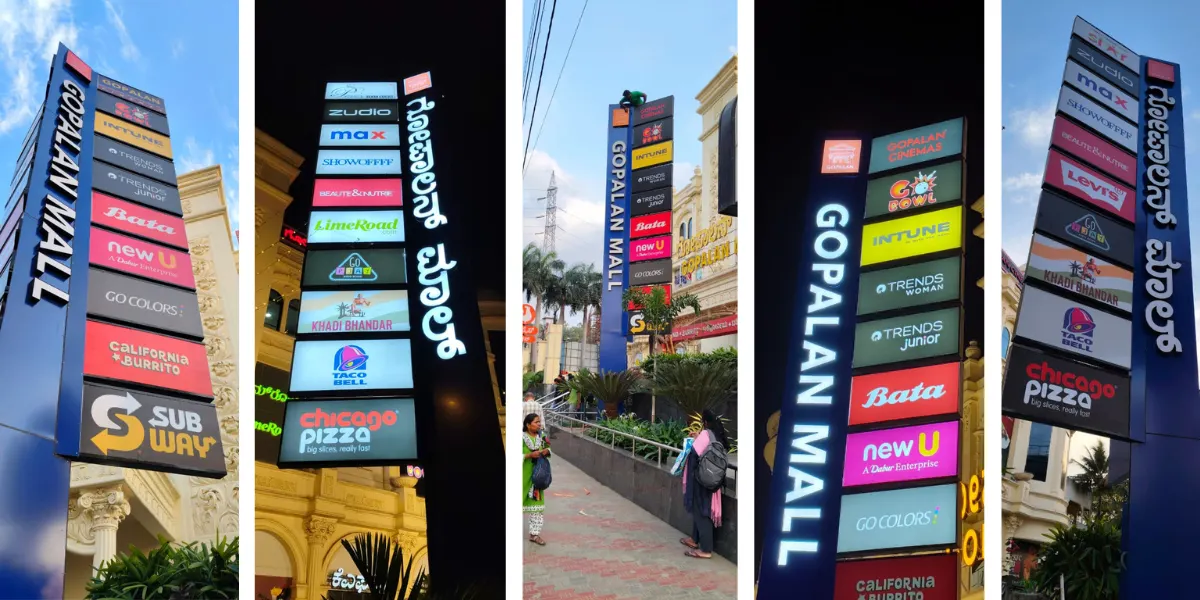 pylon board for gopalan mall installed by sign boards maker
