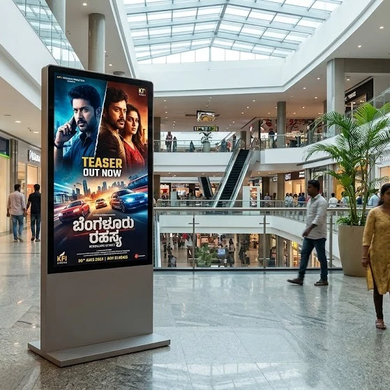led video standee inside a mall