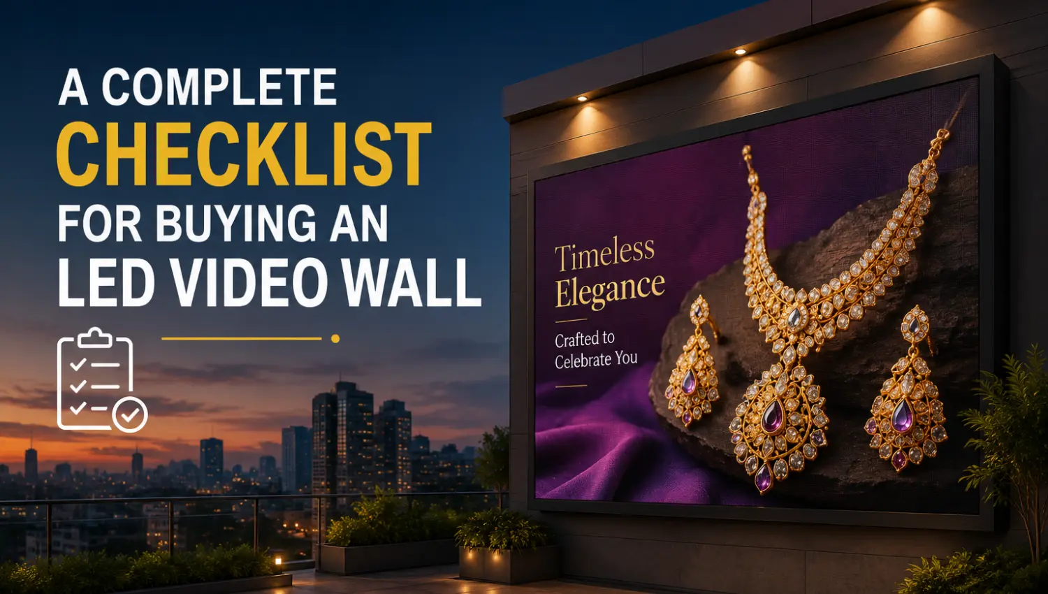 LED Wall Panel on the Rooftop playing a Jewellery Ad